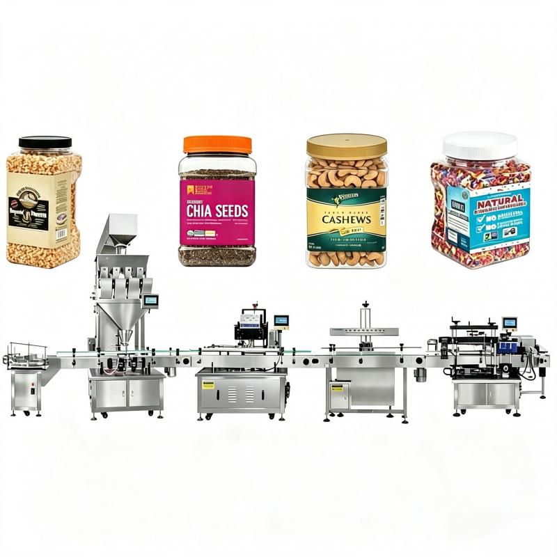 Powder Granule Bean Bottle Jar Filling Capping Production Line Machine